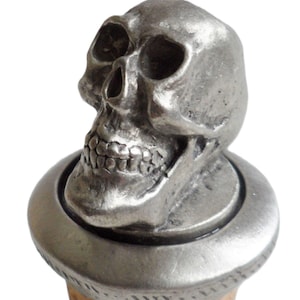 Grinning Skull Pewter Bottle Stopper - Hand Made in The United Kingdom