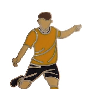 Football Soccer Player Pin Badge - Gold & Black