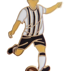 Football Soccer Player Pin Badge - Black & White Stripes