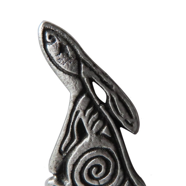 Spiral Hare Celtic Pewter Pin Badge - Hand Made in The United Kingdom