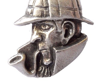 Sherlock Holmes Pewter Pin Badge - Hand Made in The United Kingdom