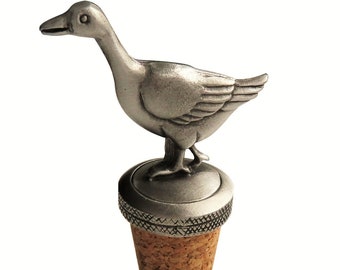Goose Waterfowl Pewter Bottle Stopper - Hand Made in The United Kingdom