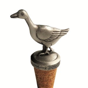 Goose Pewter and Cork Wine Bottle Stopper - Hand Made in The United Kingdom