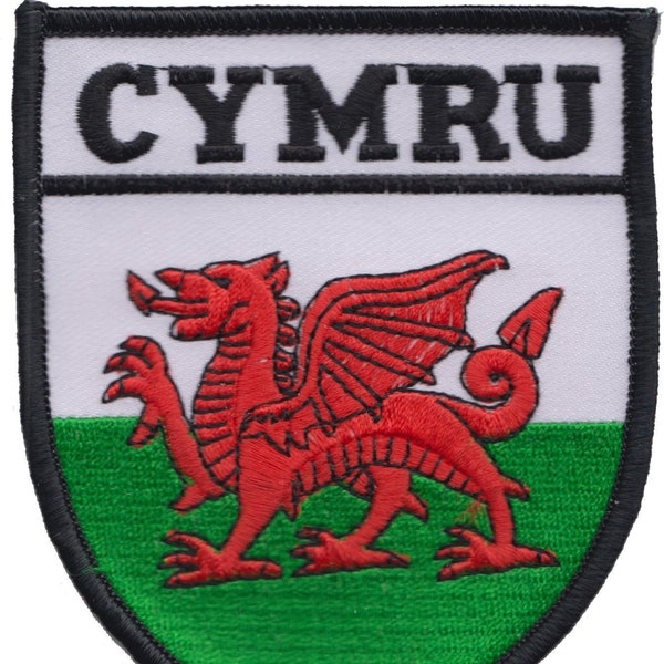 Wales Cymru Dragon Large Shield Embroidered Patch
