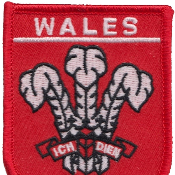 Wales 'Ich Dien' Prince of Wales Feathers Red Embroidered Patch