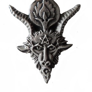 Baphomet Satan Head Pewter Pin Badge - Hand Made in The United Kingdom