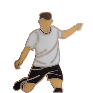Football Soccer Player Pin Badge - White & Black