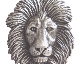 Lion Head Pewter Brooch - Hand Made in the United Kingdom