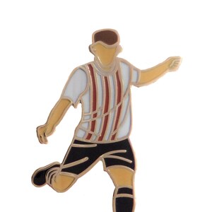 Football Soccer Player Pin Badge - Red & White Stripes