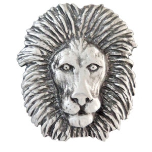 Lion's Head Pewter Pin Badge - Hand Made in The United Kingdom
