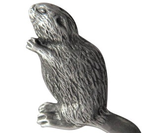 Beaver Pewter Pin Badge - Hand Made in The United Kingdom