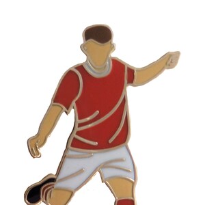 Football Soccer Player Pin Badge - Red & White