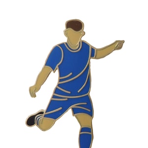 Football Soccer Player Pin Badge - All Blue