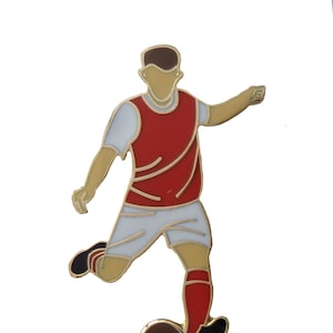Football Soccer Player Pin Badge - Red With White Sleeves