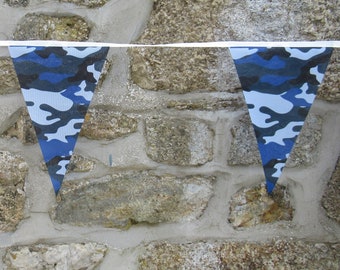 Navy Blue Camo Camouflage Pattern String Flag Bunting - Hand Made