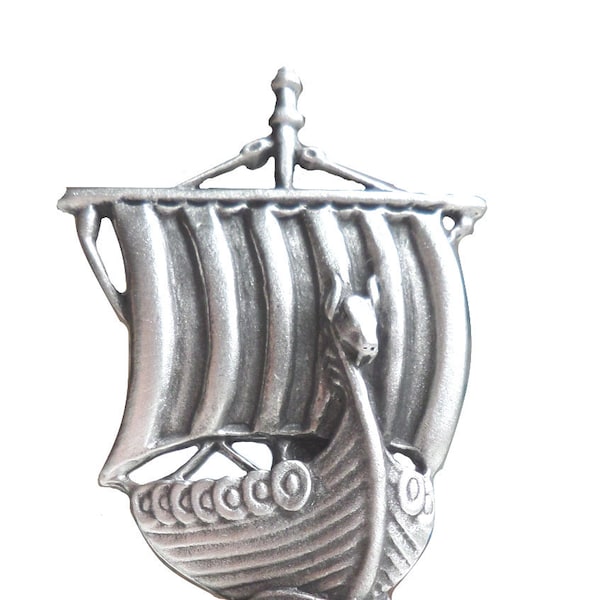 Viking Longship Pewter and Cork Wine Bottle Stopper - Hand Made in The United Kingdom