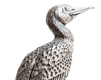 Cormorant Pewter Pin Badge - Hand Made in Cornwall