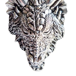 Dragon Head Chunky Pewter Pin Badge - Hand Made in Cornwall