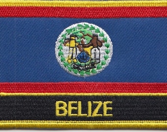 Belize Flag Rectangular Embroidered Patch