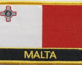 Malta Flag Rectangular Embroidered Patch