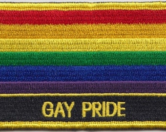 Rainbow Gay Pride Flag Rectangular Embroidered Patch