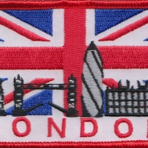 London Skyline Union Jack Rectangular Embroidered Patch