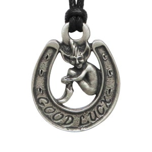 Cornish Good Luck Pixie Piskey Pewter Pendant - Hand Made in The United Kingdom