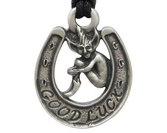 Cornish Good Luck Pixie Piskey Pewter Pendant - Hand Made in The United Kingdom