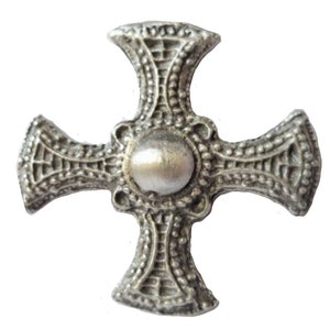 St Cuthbert&#39;s Celtic Cross Small Pewter Pin Badge - Hand Made in The United Kingdom