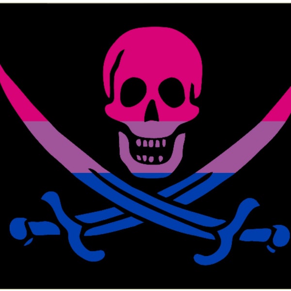 LGBTQ+ Pride Flag - Bisexual Bi Pride Pirate 5'x3'