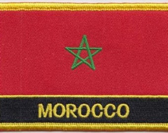 Morocco Flag Rectangular Embroidered Patch