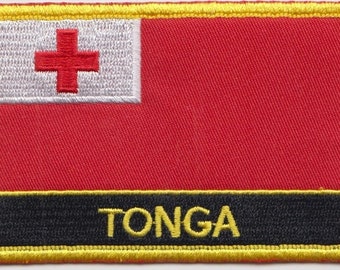 Tonga Flag Rectangular Embroidered Patch