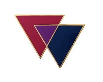 Bisexual Bi Pride Biangles LGBTQ+ Gold Plated Pin Badge