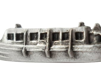 Barge Canal Boat Small Pewter Pin Badge - Hand Made in The United Kingdom