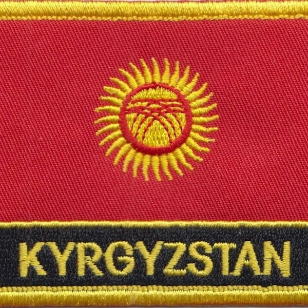 Drapeau du Kirghizistan Rectangulaire Brodé Patch