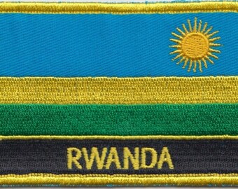 Rwanda Flag Rectangular Embroidered Patch
