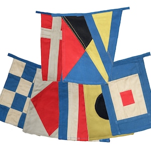 Nautical Signal Bunting - 40 Flags - Fully Sewn Cotton Aged & Vintage-Look Set