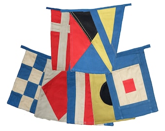 Nautical Signal Bunting - 40 Flags - Fully Sewn Cotton Aged & Vintage-Look Set