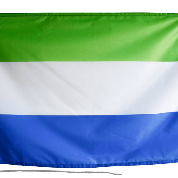 Sierra Leone Flag with Eyelets or Rope and Toggle - Hand Made in the UK