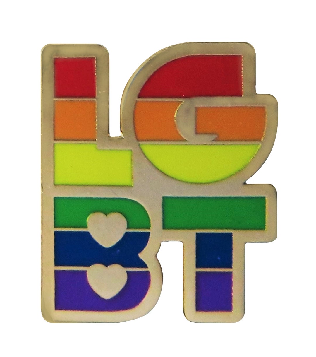 Rainbow LGBTQ+ Gay Pride Letters Pin Badge - Etsy UK