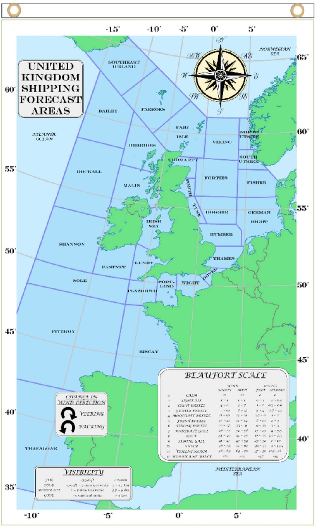 UK Shipping Forecast Areas Map 5'x3' Flag Etsy