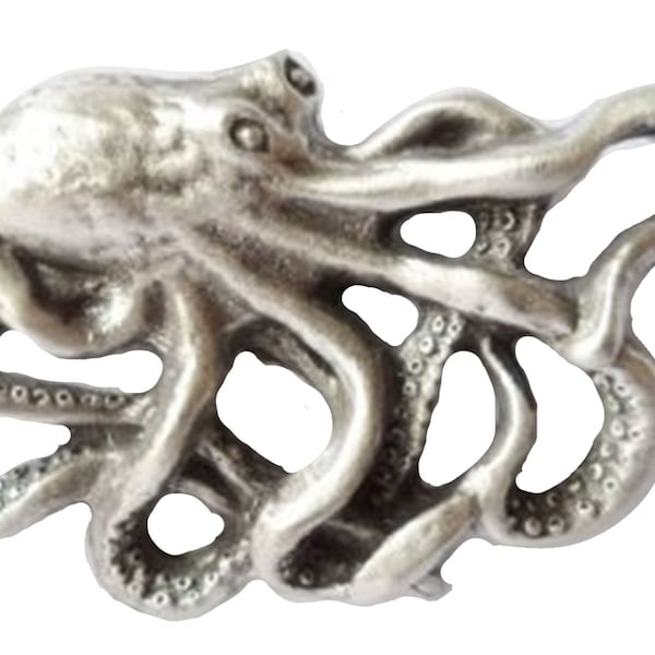 Octopus Pewter Pin Badge - Hand Made in The United Kingdom