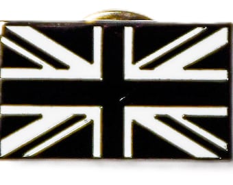 Black and White United Kingdom UK Flag Pin Badge