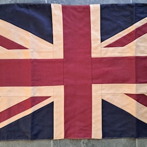 United Kingdom Union Jack Aged & Vintage Look Fully Sewn Cotton Flag - 100cm x 50cm