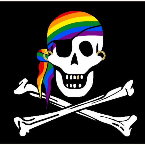 LGBTQ+ Pride Flagge - Regenbogen Bandana Pirat 150x90cm