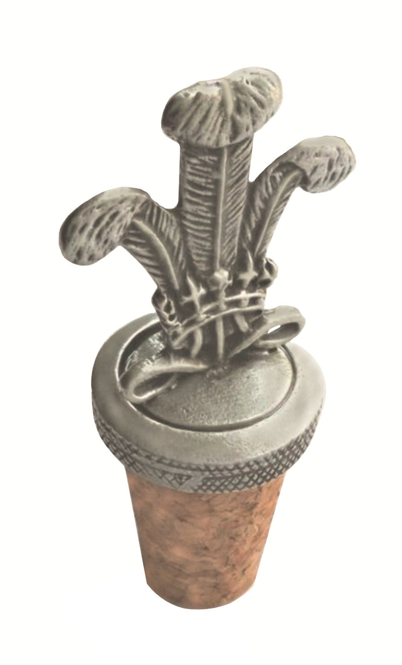 Wales Welsh Ich Dien Feathers Pewter and Cork Wine Bottle Etsy