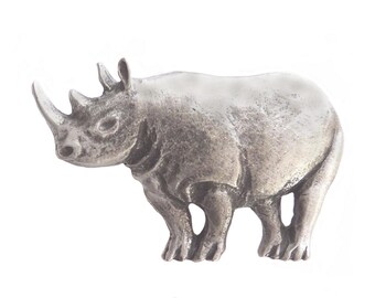 Rhino Rhinoceros Pewter Brooch - Hand Made in the United Kingdom
