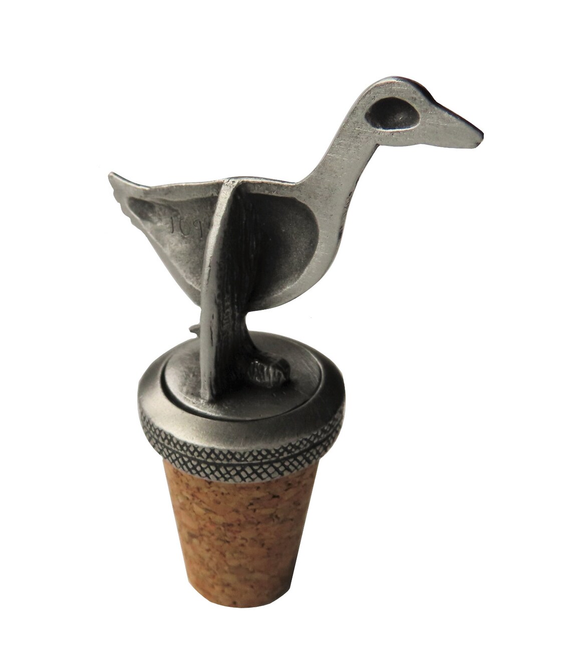 Goose Pewter and Cork Wine Bottle Stopper Hand Made in the Etsy