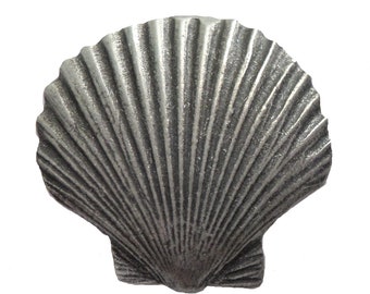 10 Silver Pewter Large Sea Shell 14x30mm ~ Lead-Free ~ 
