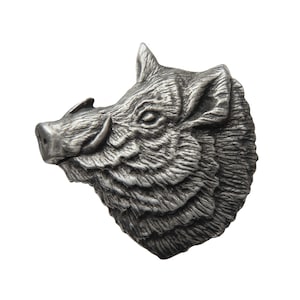 Boar Head Pewter Brooch - Hand Made in the United Kingdom